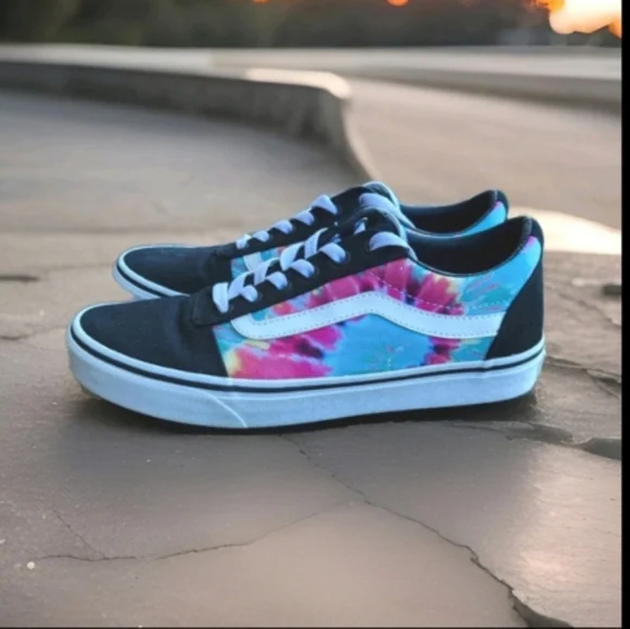 Vans Ward Tie Dye Old Skool Skate Athletic Tennis Shoe Sneaker Rose Pink Black 9 - Picture 12 of 12